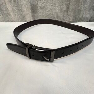 Perry Ellis Mens Reversible Belt Black Brown Gunmetal Buckle Size 36 Office Wear